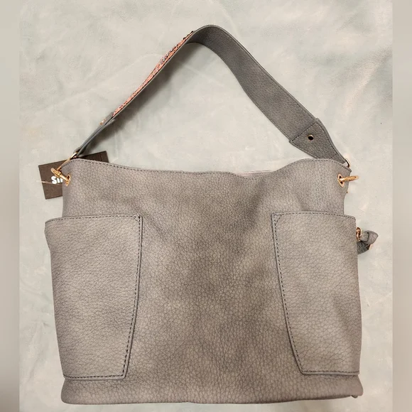 Steve Madden Handbag with Embroidered Guitar Strap Purse Bag New Blue Leather - Picture 12 of 17